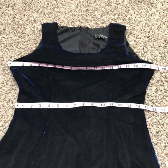 Vintage 90s Metallic Blue Dress Size 8 Corset Lace Up Back - Picture 9 of 10